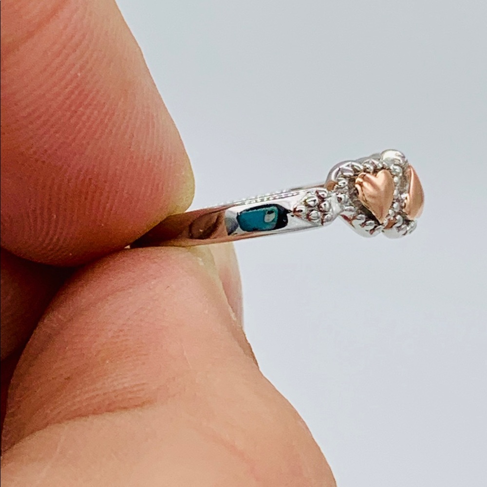 ❤️ Sterling Silver Rose Gold Heart Ring ❤️ - Picture 4 of 4